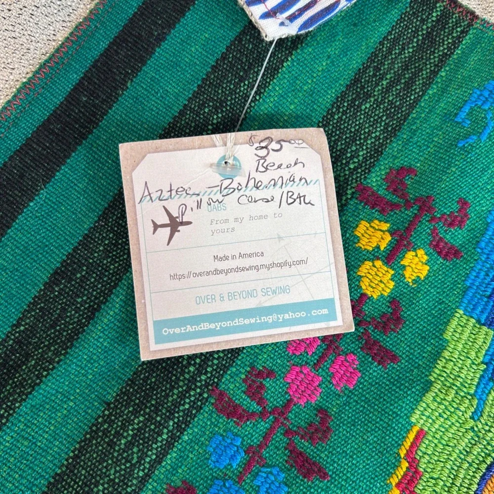 Over & Beyond Sewing Aztec Bohemian Peacock Woven Tapestry Pillow Case 24x15
